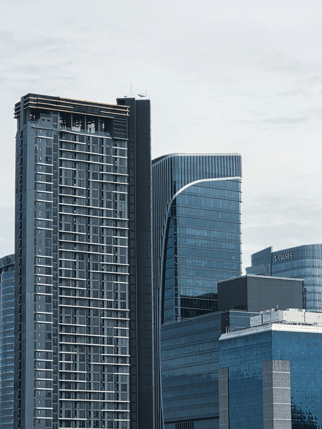 Modern city skyline with office buildings in daylight